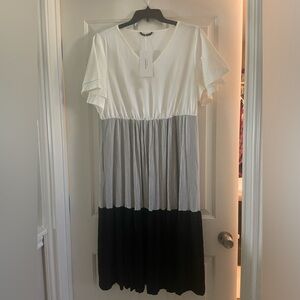Bloom Chic black and white tiered dress